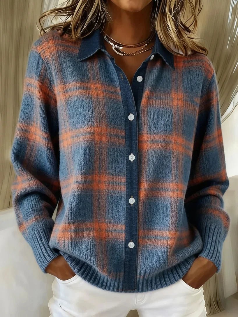 The Check Shirt Collar Cardigan