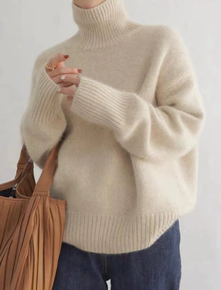 Vivienne Cashmere Turtleneck Jumper Beige