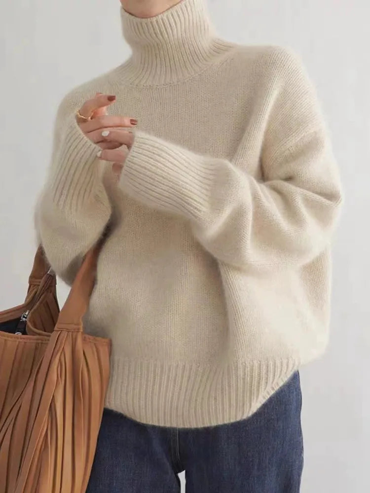Vivienne Cashmere Turtleneck Jumper Beige