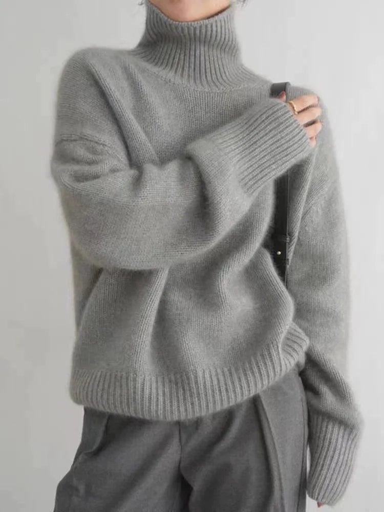 Vivienne Cashmere Turtleneck Jumper Grey