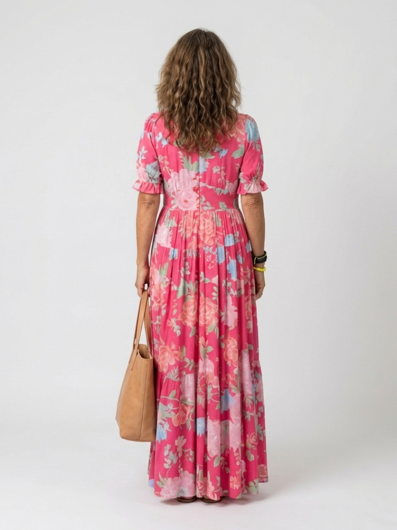 Floral Smocked Maxi Dress with Puff Sleeves and Tiered Skirt