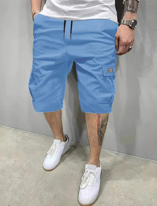Brian | Elasticated Cargo Shorts - Blue