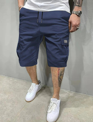 Brian | Elasticated Cargo Shorts - Dark Blue