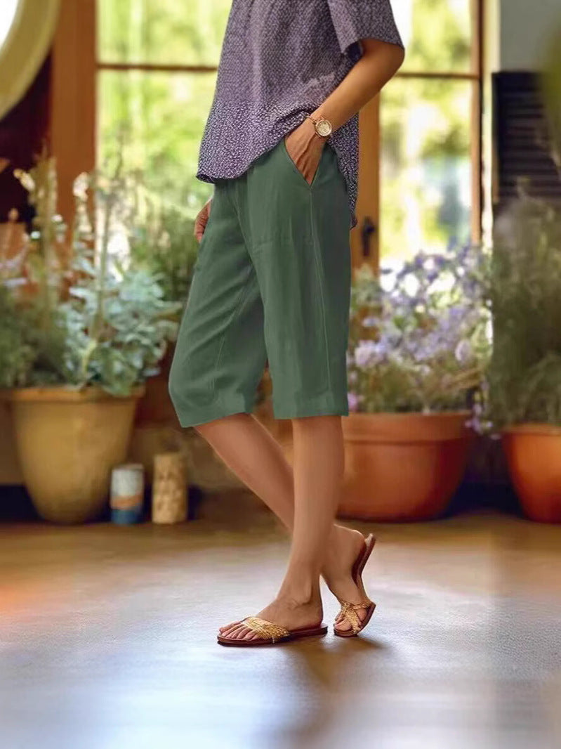 Alice Minimal Straight Fit Shorts - Green