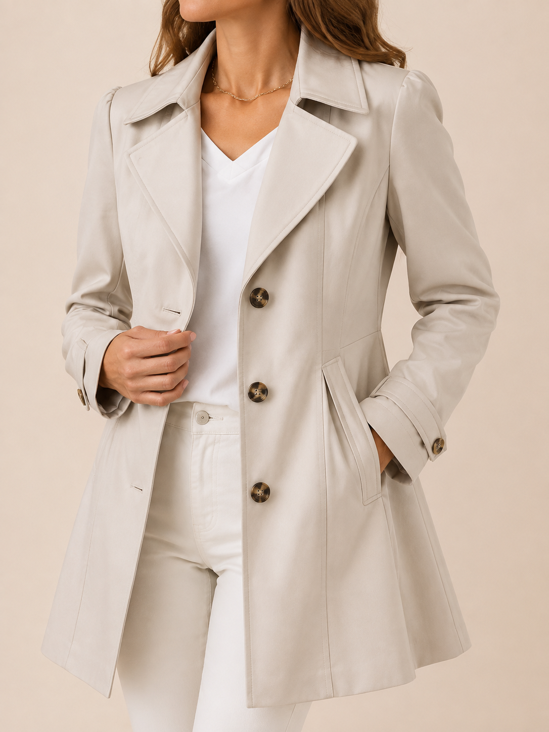 Women's Classic Trench Coat with Belted Waist