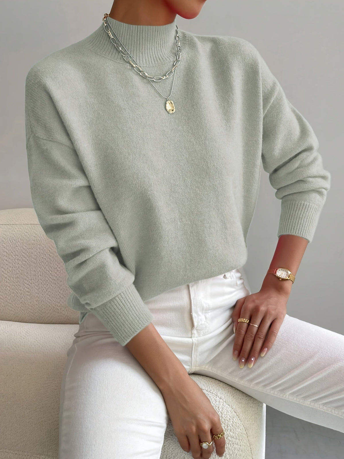 The Mock Neck Ribbed Knit