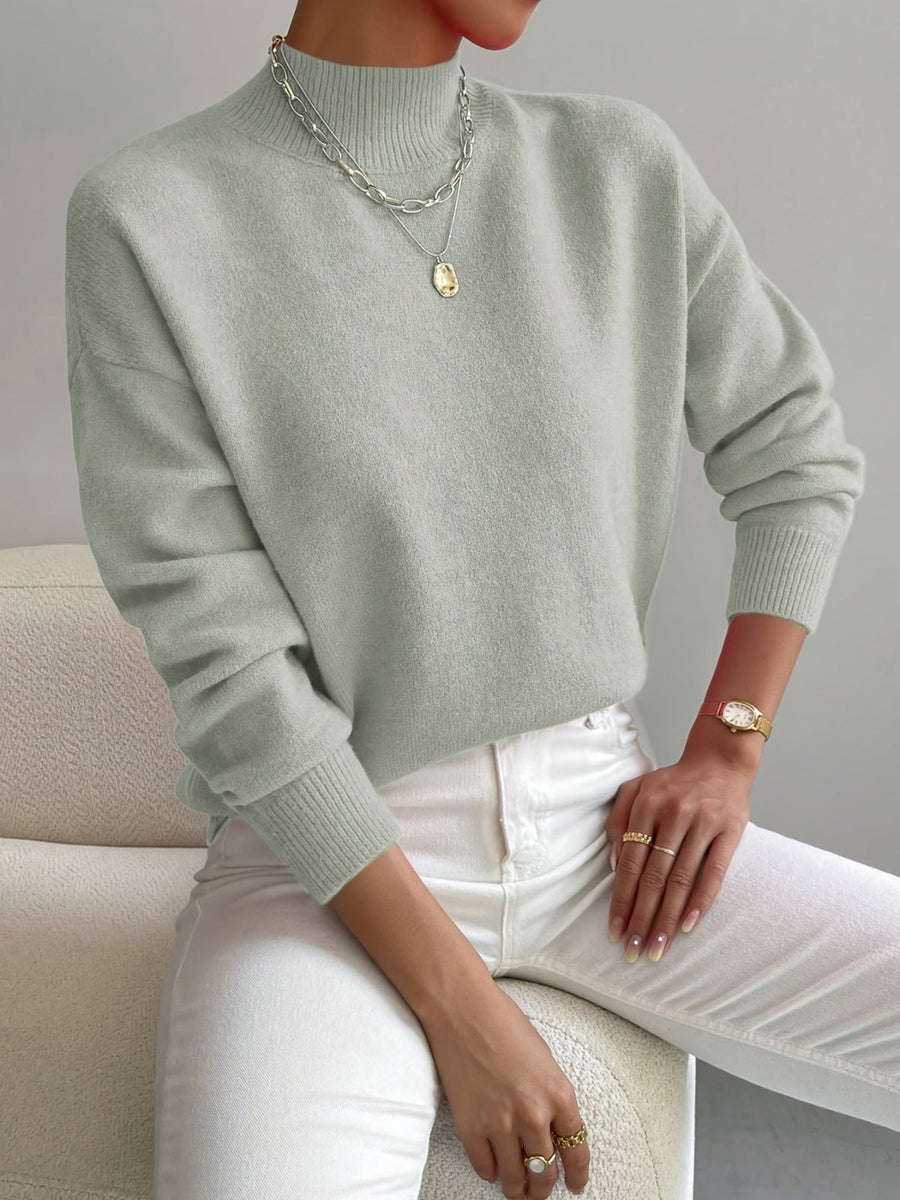 Mock Neck Ribbed Knit Sweater