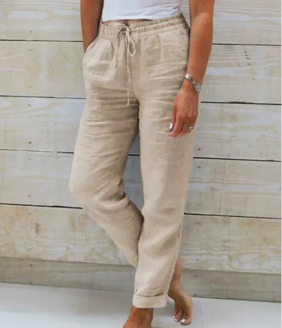 Relaxed Straight Leg Trousers with Drawstring Waist