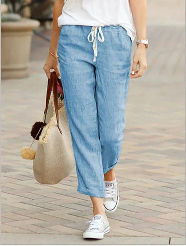 Relaxed Trousers with Elasticated Drawstring Waist
