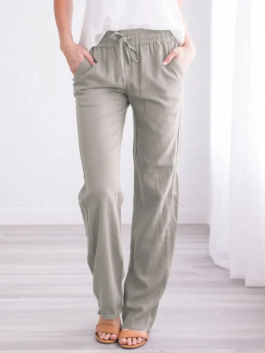 Relaxed Trousers with Drawstring Waist and Side Pockets