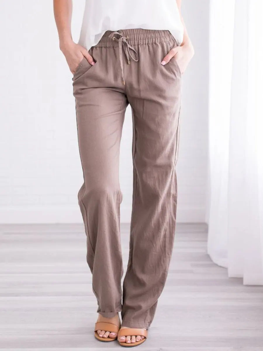 Relaxed Trousers with Drawstring Waist and Side Pockets