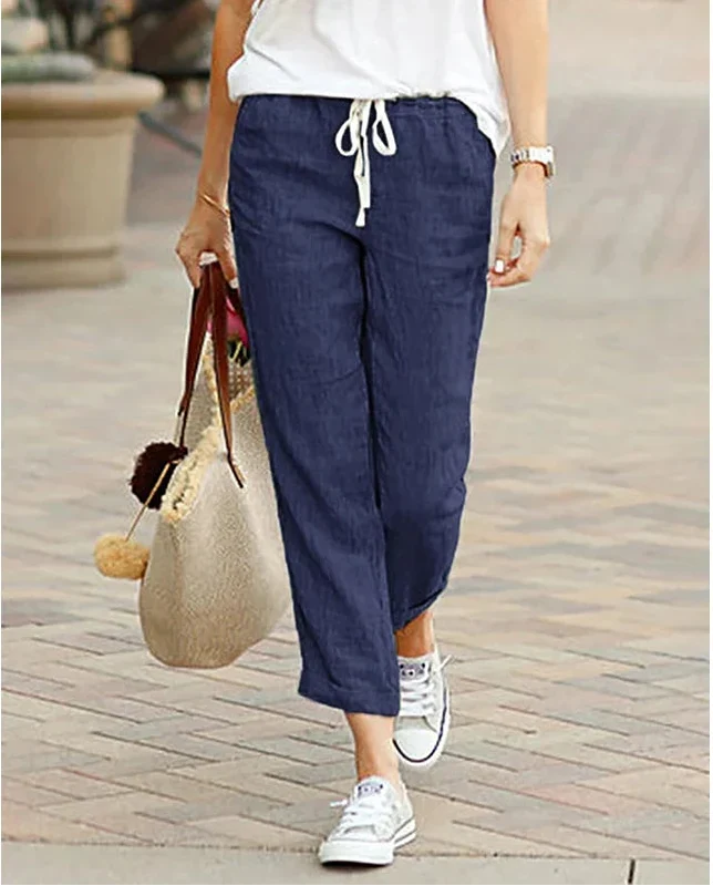 Relaxed Trousers with Elasticated Drawstring Waist