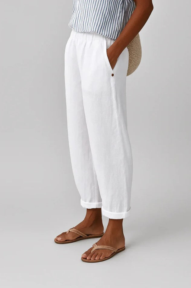 Relaxed Trousers with Elasticated Waist and Cuffed Hem