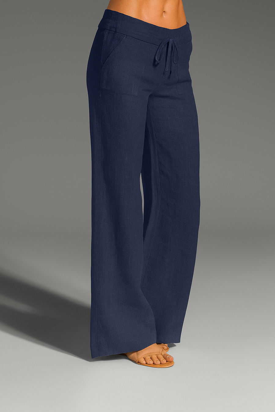 Relaxed Wide Leg Trousers with Drawstring Waist