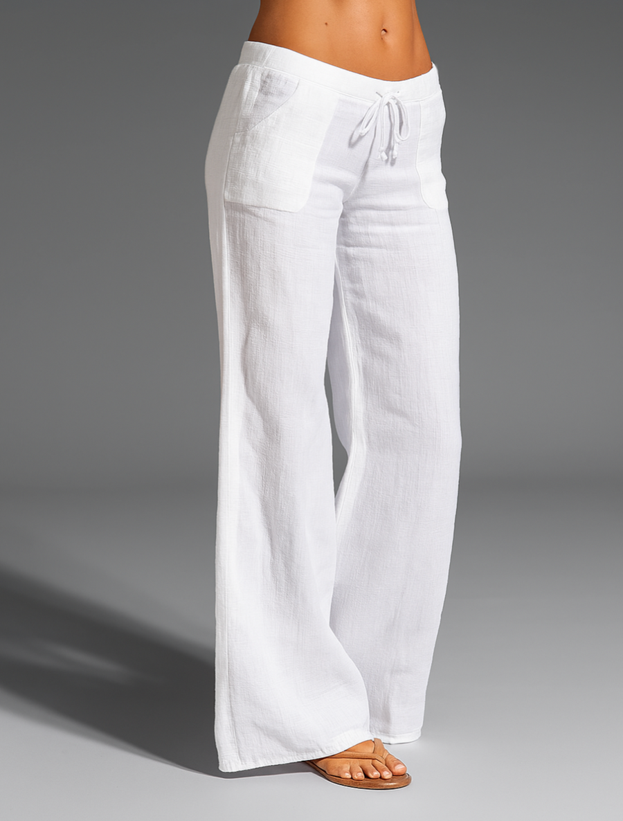 Relaxed Wide Leg Trousers with Drawstring Waist