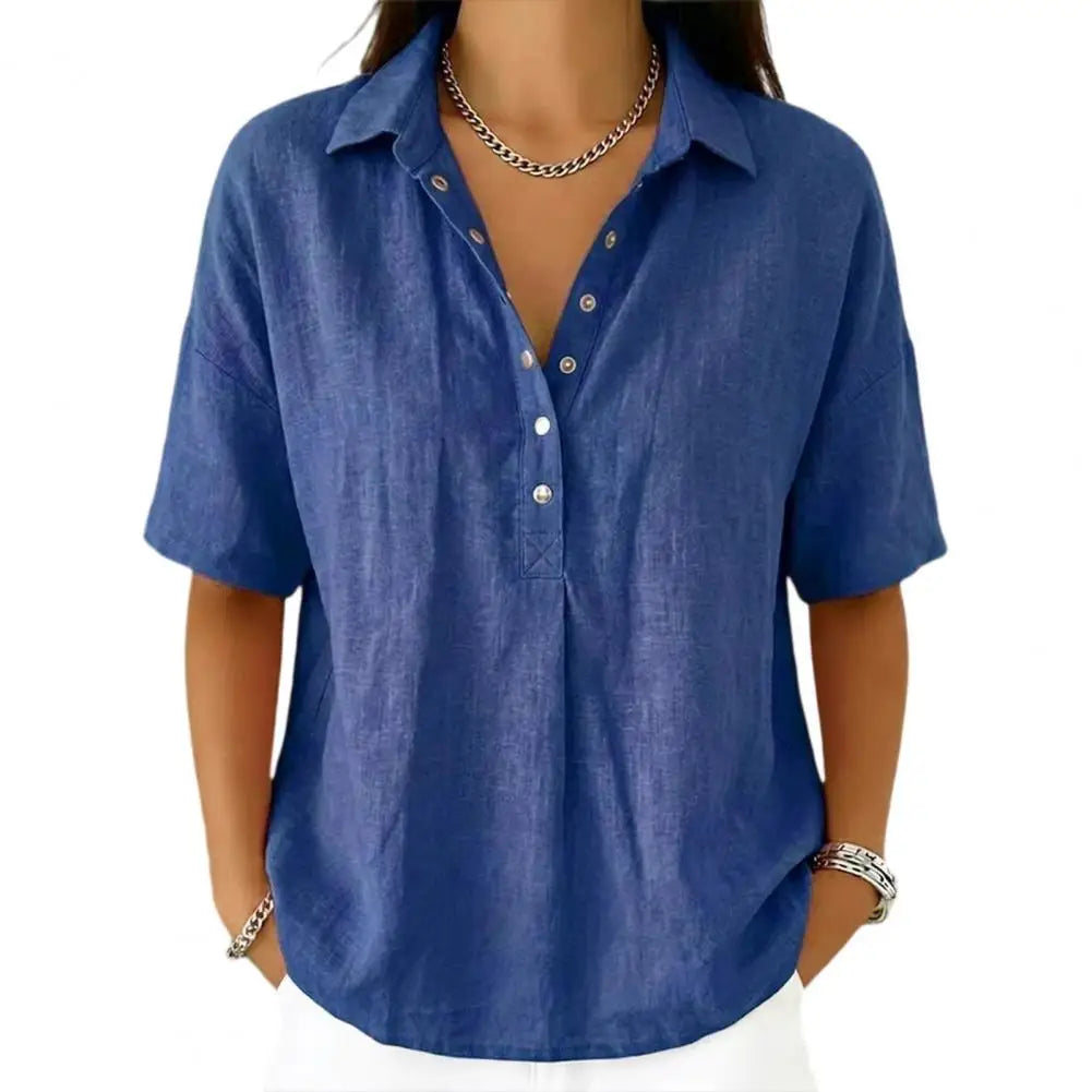 Mavis | Slim-Fit Elegant Blouse - Royal Blue