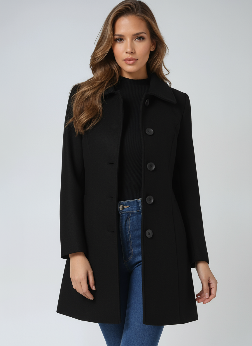 Structured Midi Coat with A-Line Silhouette