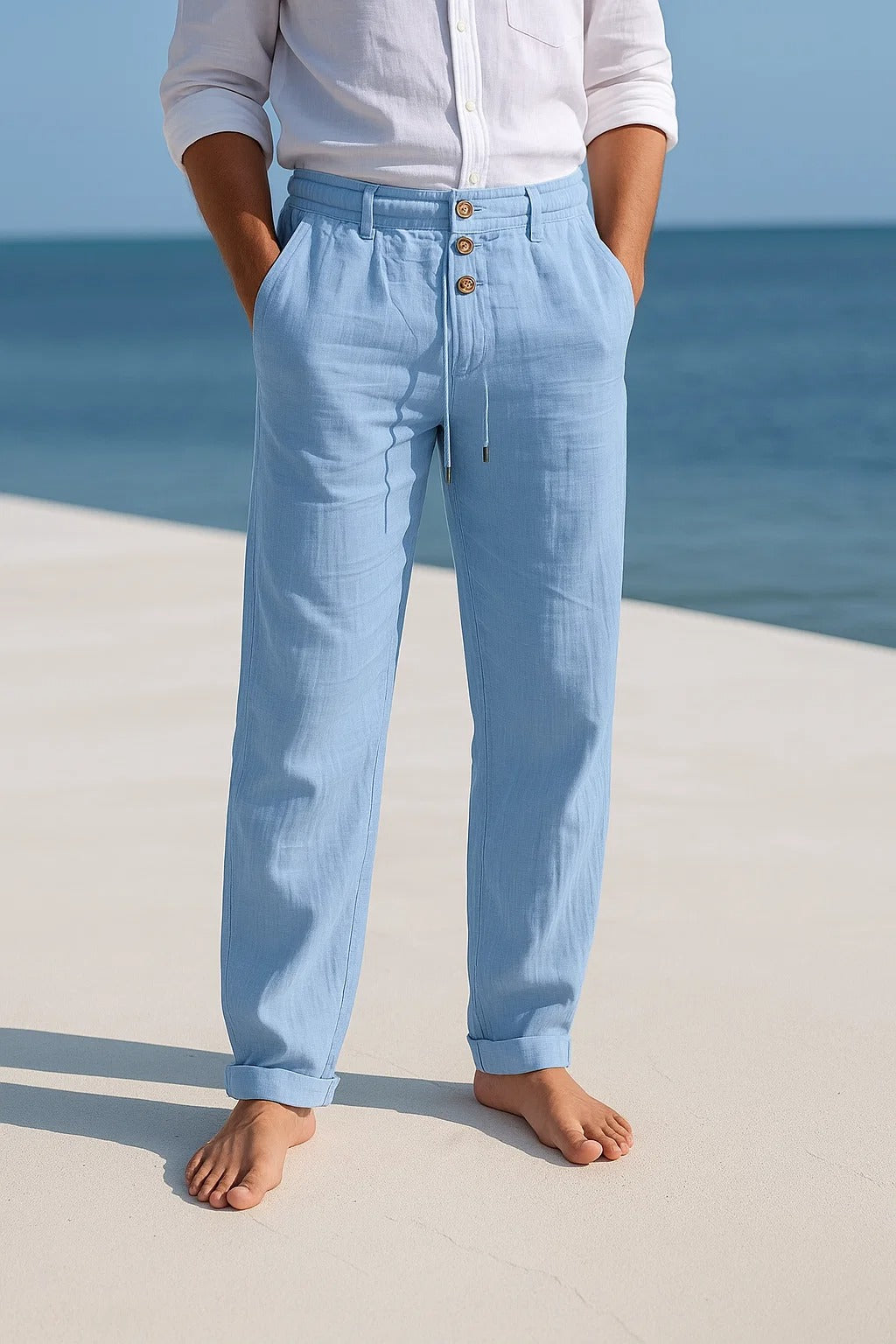 Malcolm | Lightweight Summer Trousers - Light blue