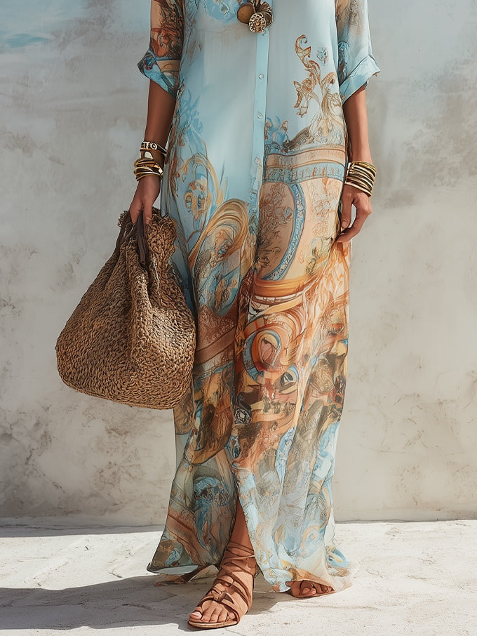 Harriet Mediterranean Shirt Dress