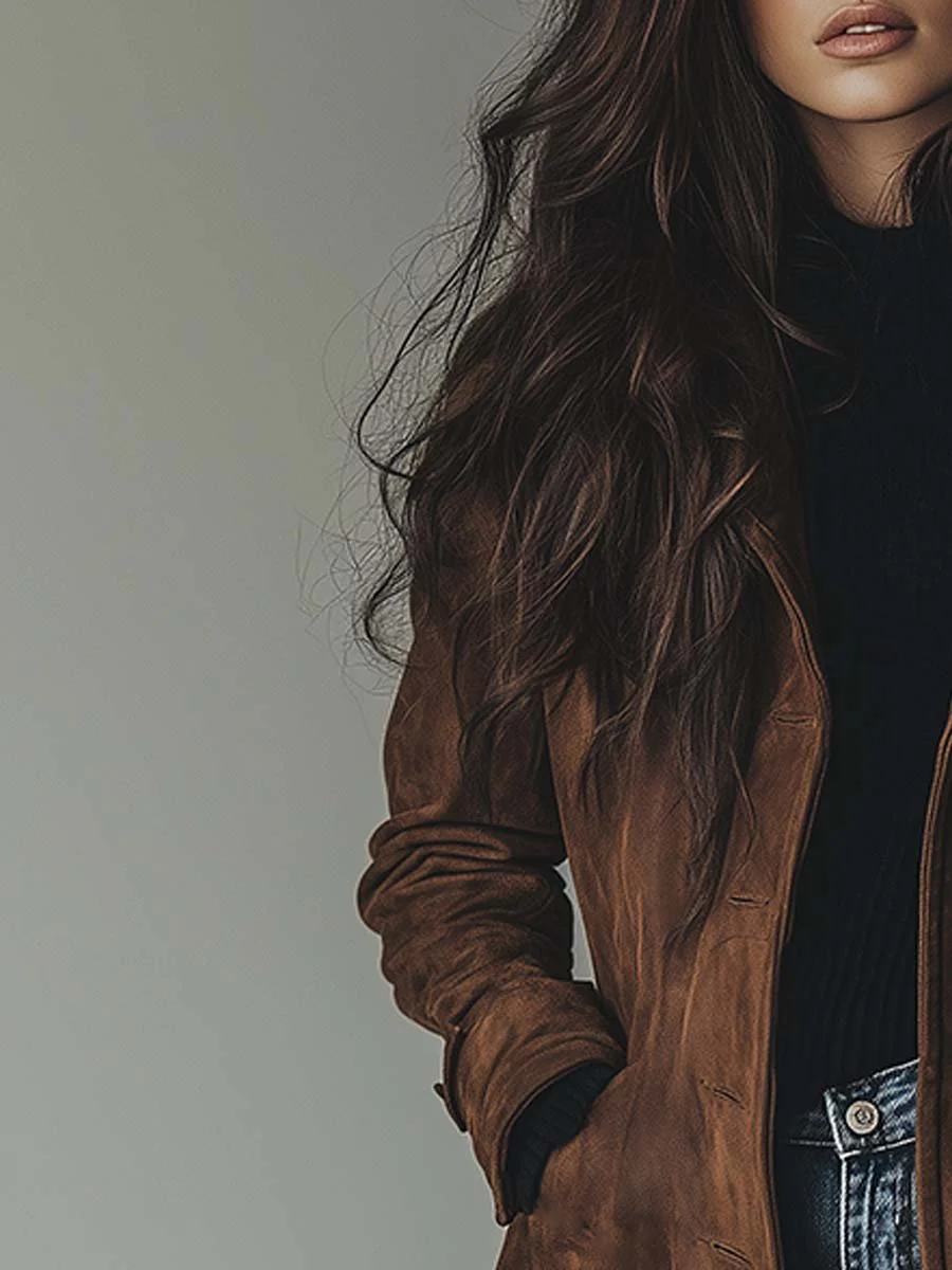 Suede-Look Trench Coat with Button Front – detail 1
