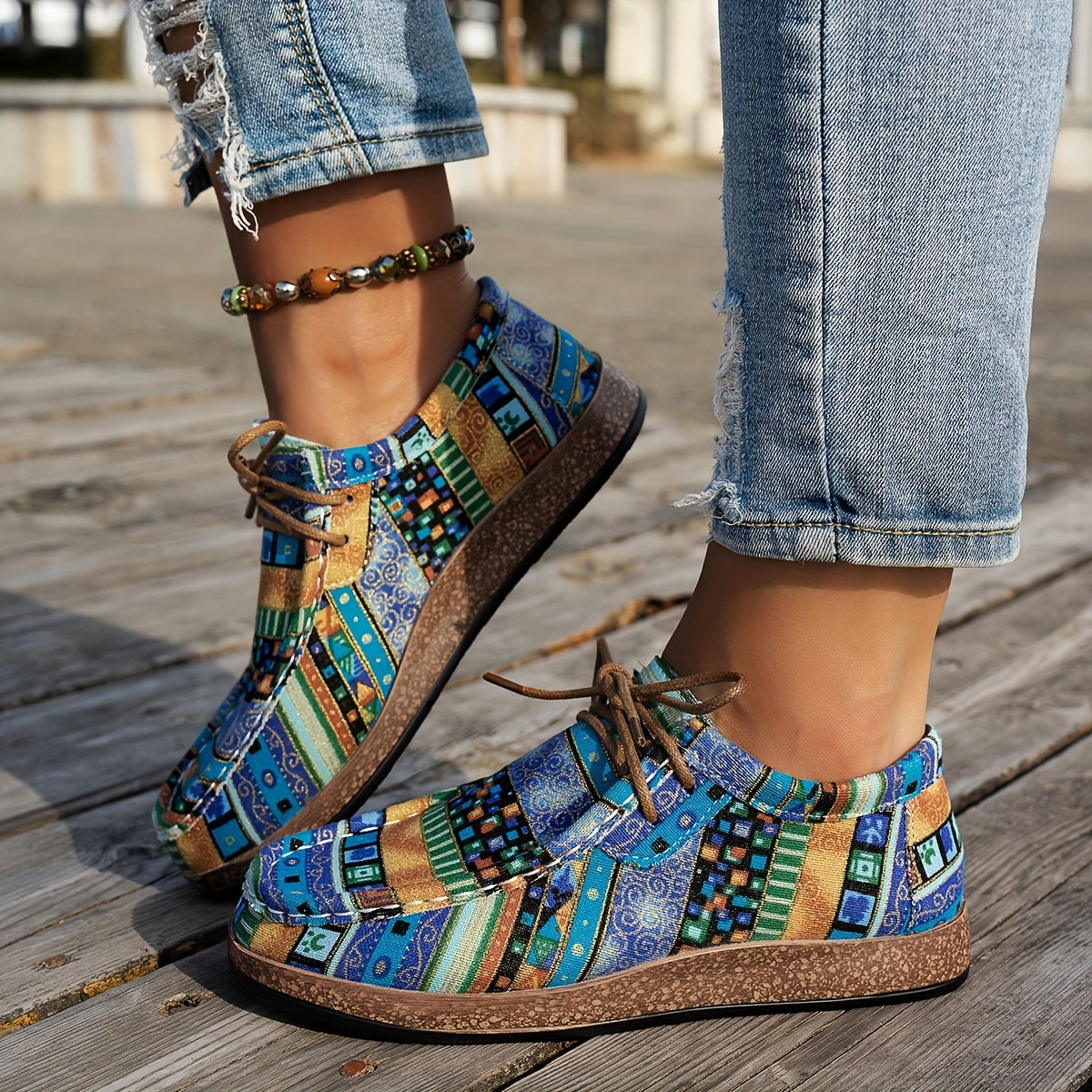 Prudence | Colourful Retro Lace-Up Shoes