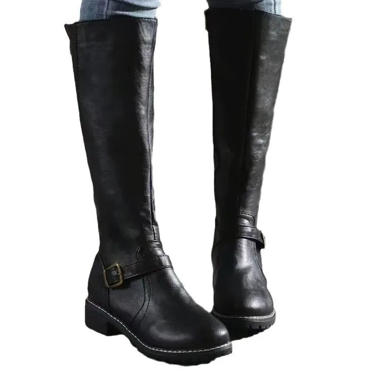 Women's Knee High Boots with Buckle Detail