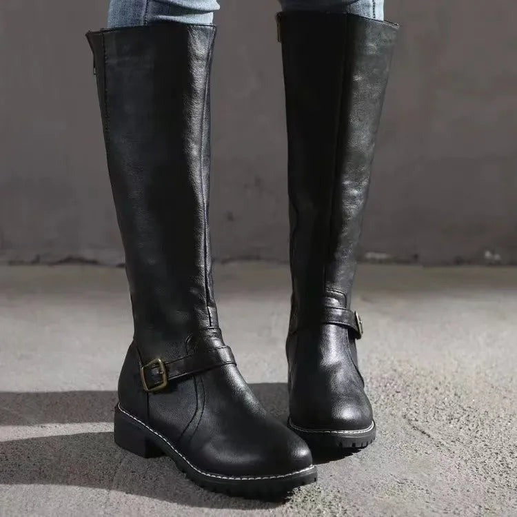 Women's Knee High Boots with Buckle Detail