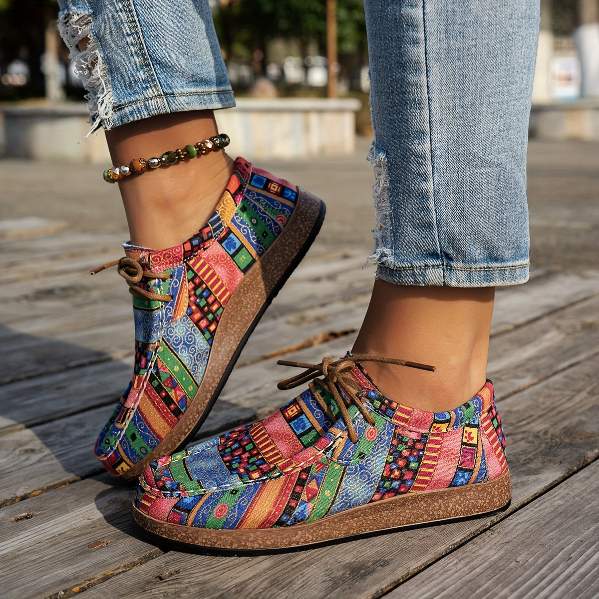 Prudence | Colourful Retro Lace-Up Shoes