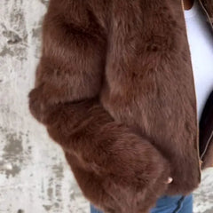 Faux Fur Cropped Jacket with High Collar – detail 3