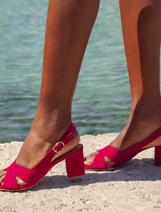Tabitha Block Heel Sandals Red