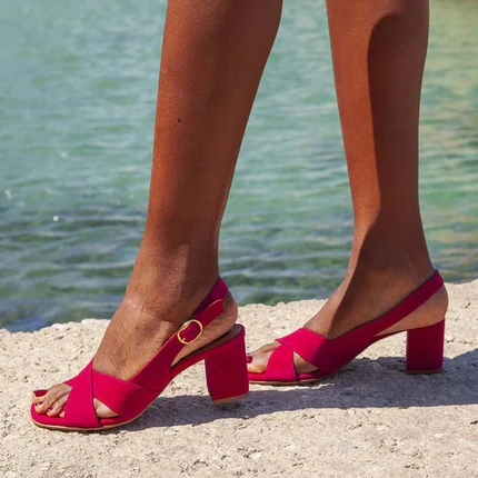 Tabitha Block Heel Sandals Red