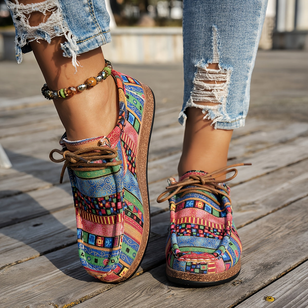 Prudence | Colourful Retro Lace-Up Shoes
