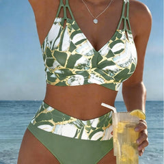 Norma | Marble Print Two-Piece Swimsuit - Green