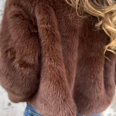 Faux Fur Cropped Jacket with High Collar – detail 4