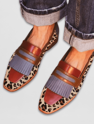 Phyllis | Fringe-Detail Leather Loafer - Brown