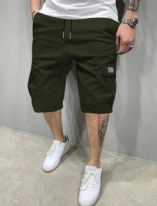 Brian | Elasticated Cargo Shorts - Olive Green