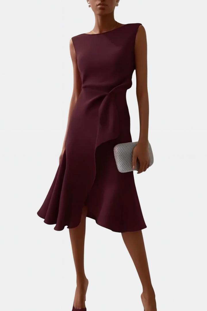 Grace | Draped Asymmetric Midi Dress