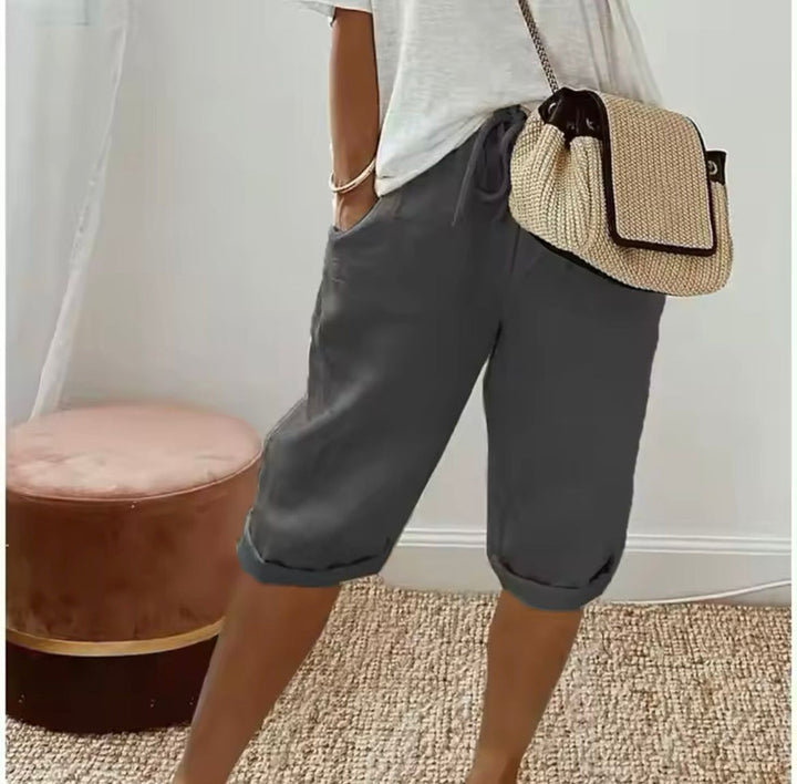 Daisy Linen Shorts - Dark Grey