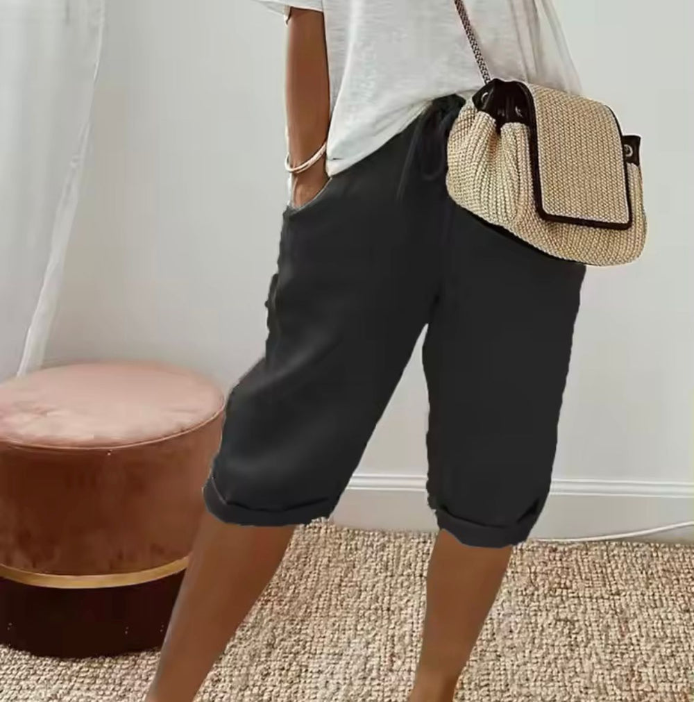 Daisy Linen Shorts - Black