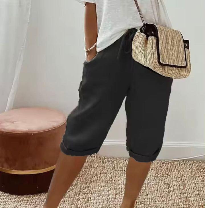 Daisy Linen Shorts - Black
