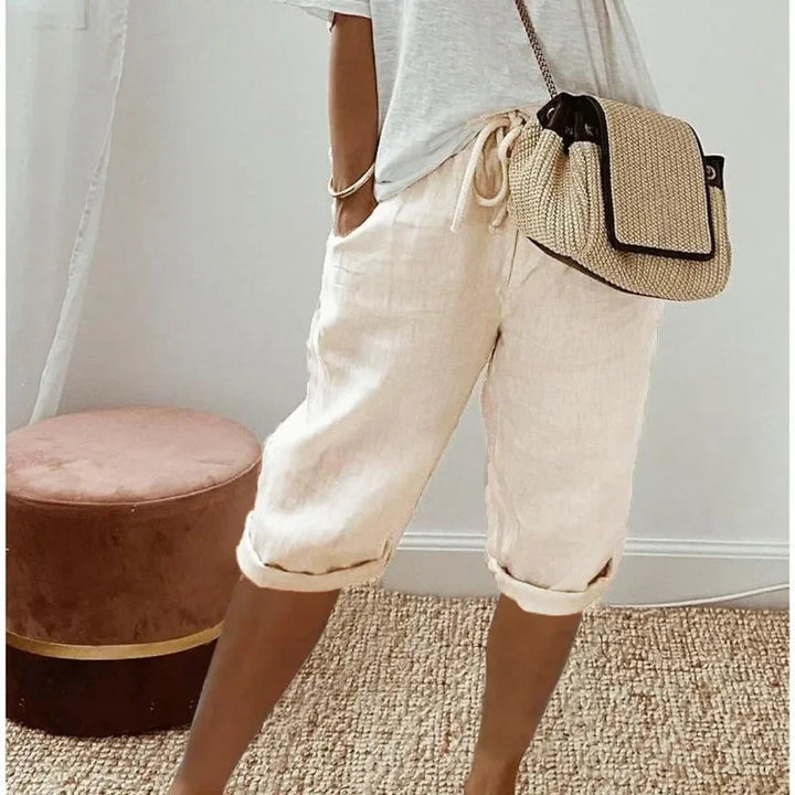 Daisy Linen Shorts - Beige