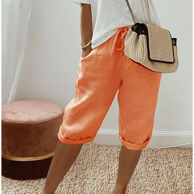 Daisy Linen Shorts - Orange