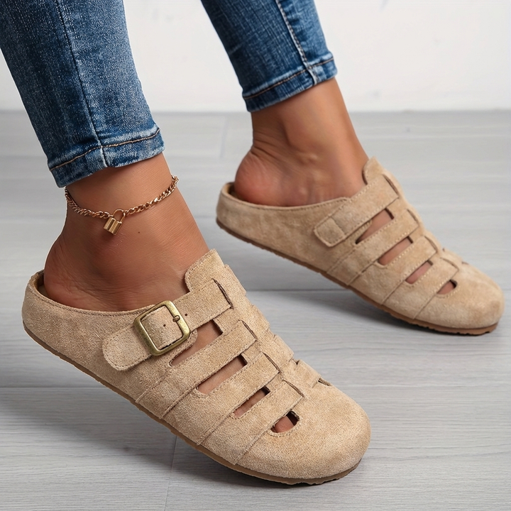 Margot | Comfortable Caged Suede Mule Clogs