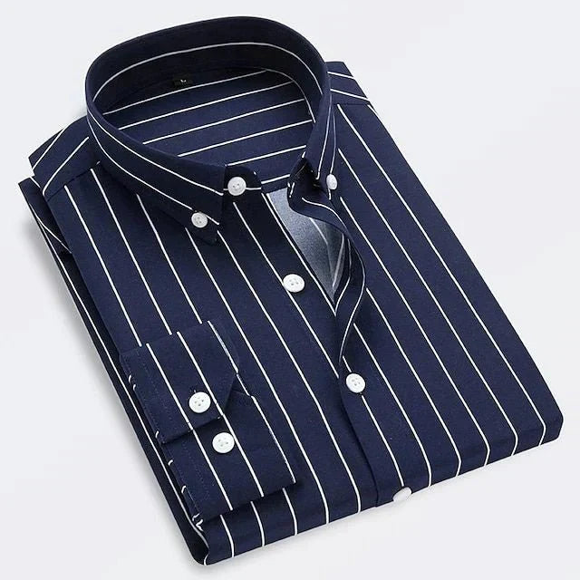 Geoffrey Classic Striped Summer Shirt - Navy Blue