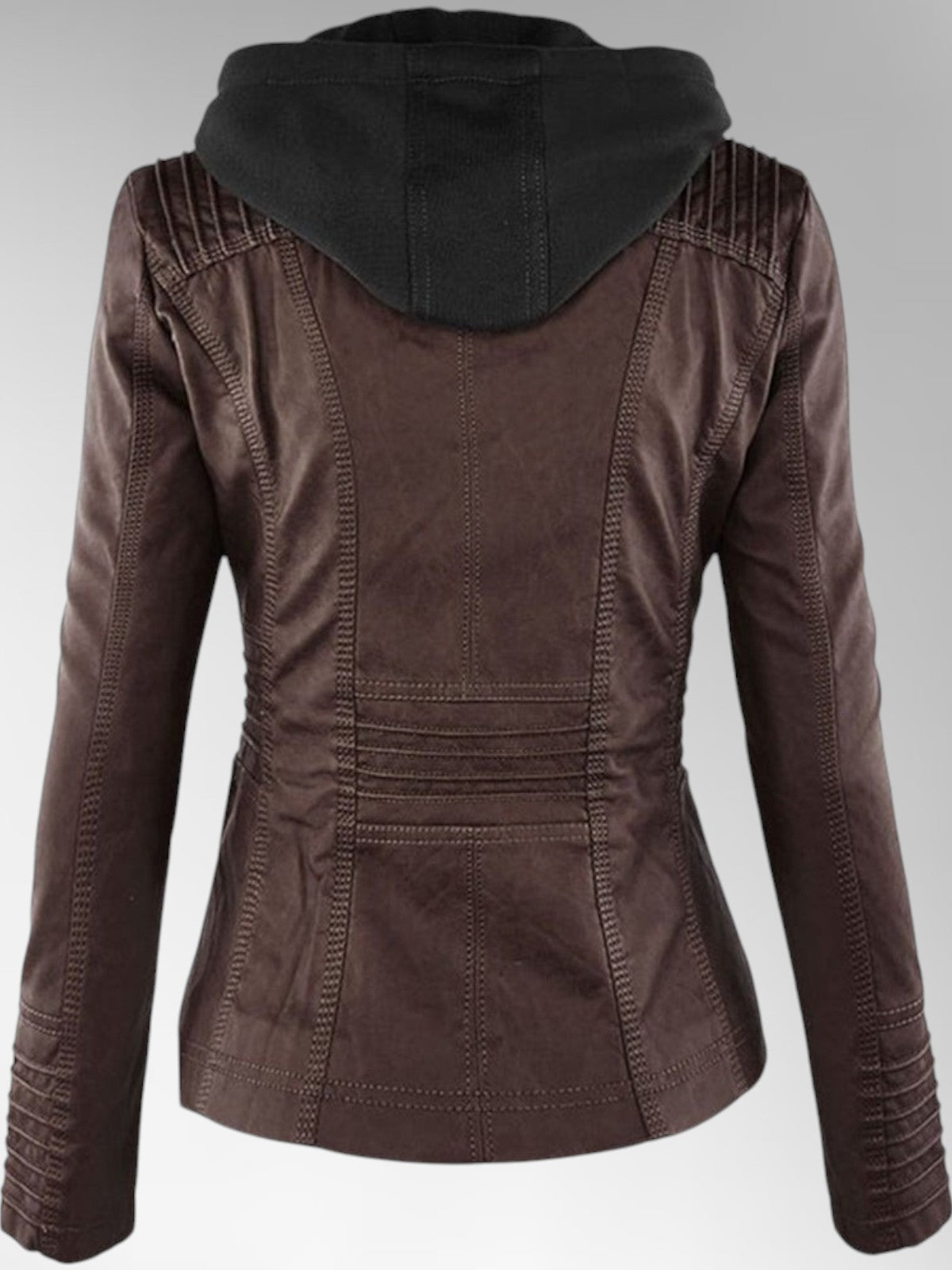Women's Versatile Leather Jacket with Hood