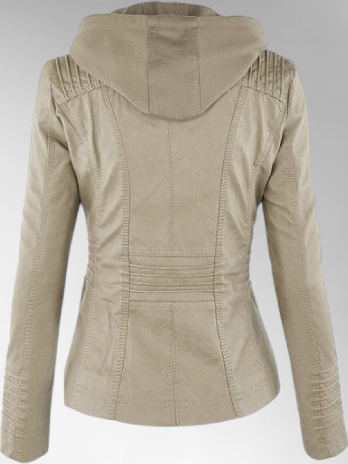 Women's Versatile Leather Jacket with Hood