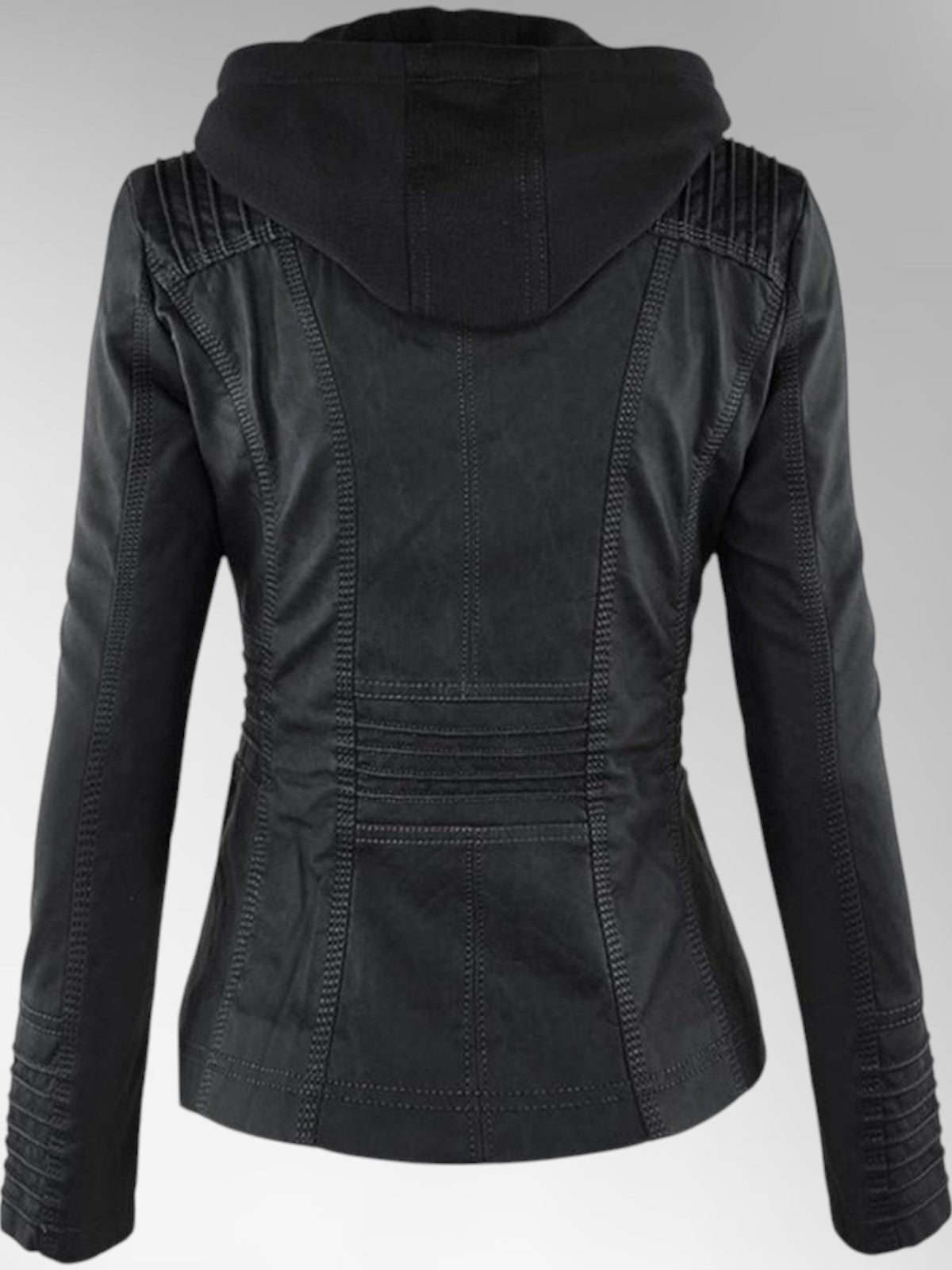 Women's Versatile Leather Jacket with Hood