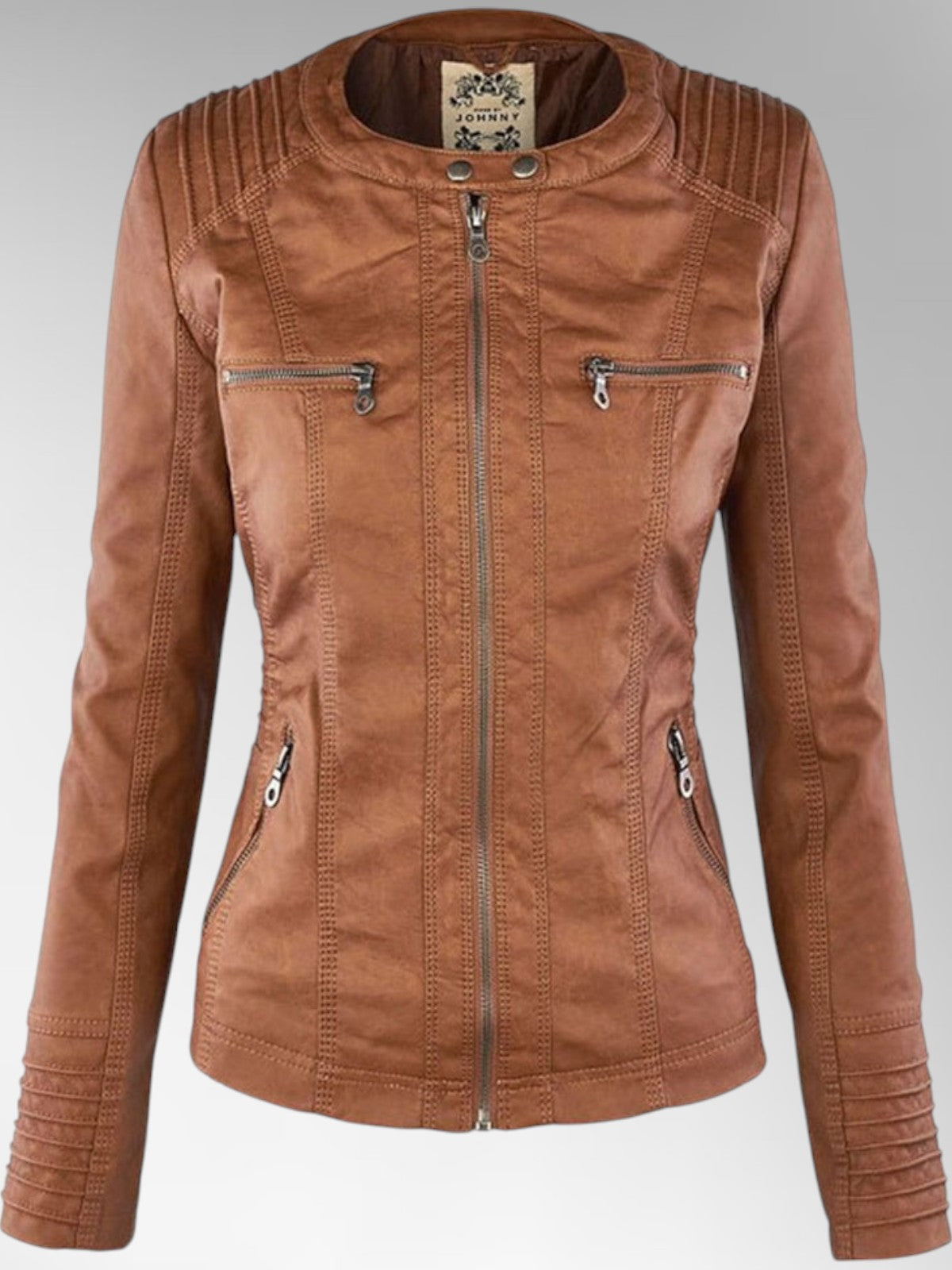 Women's Versatile Leather Jacket with Hood