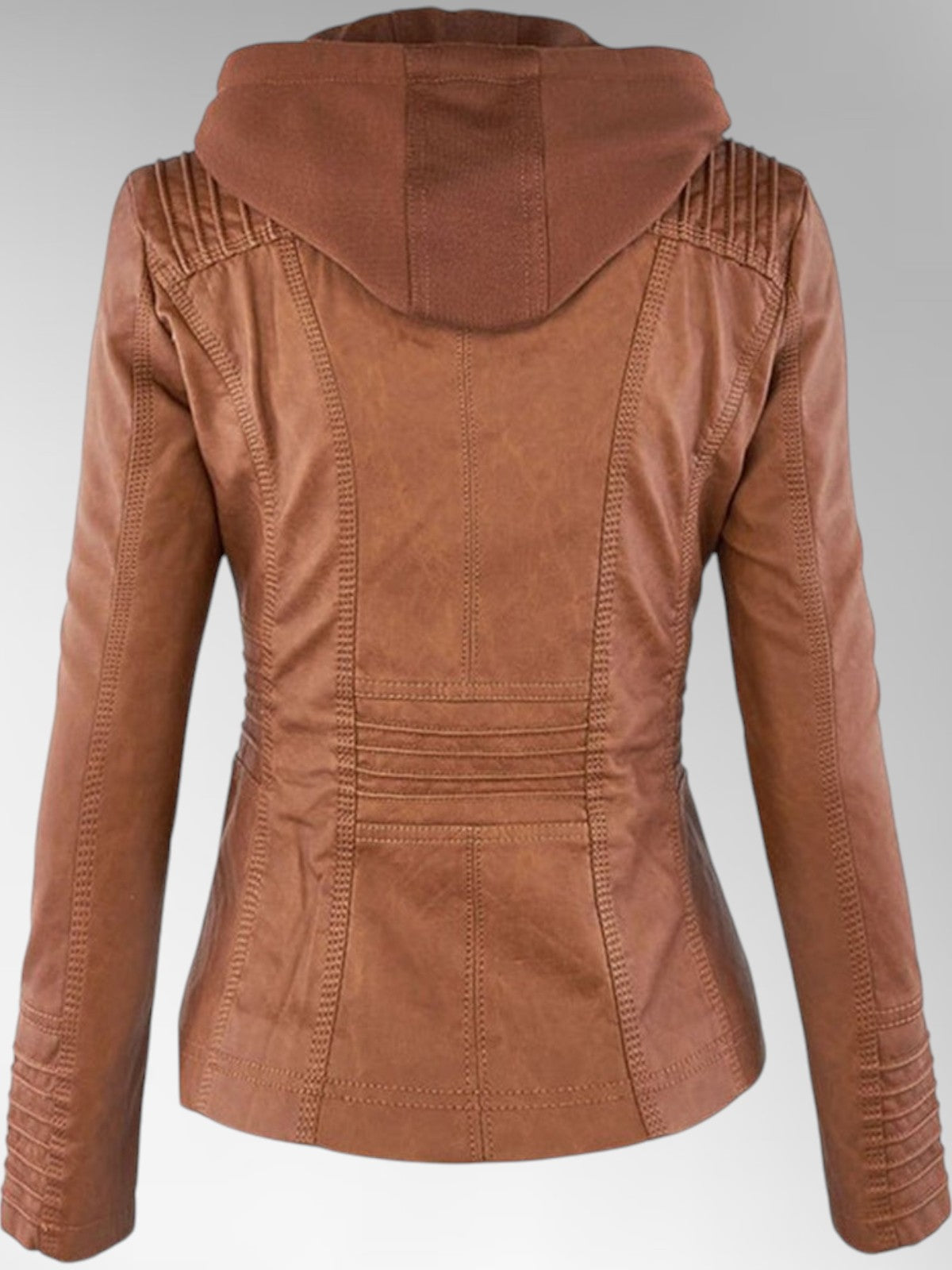 Women's Versatile Leather Jacket with Hood