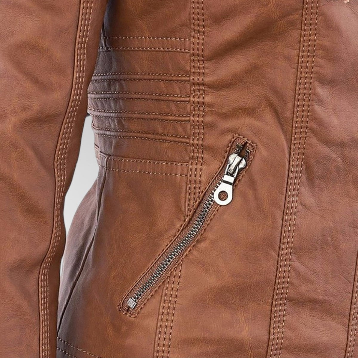 Women's Versatile Leather Jacket with Hood